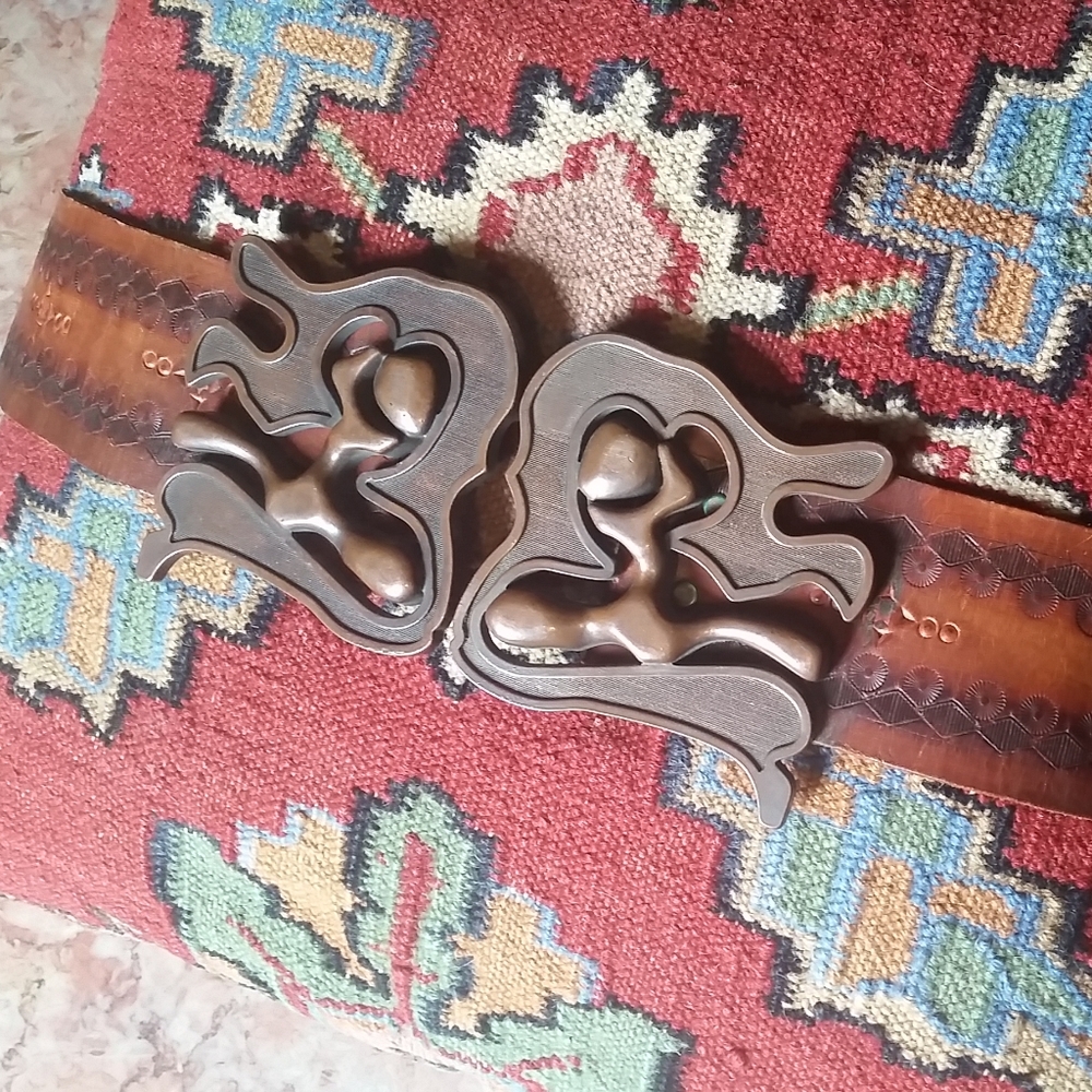 Brutalist Buckle Tooled Belt Boho Gypsy Festival